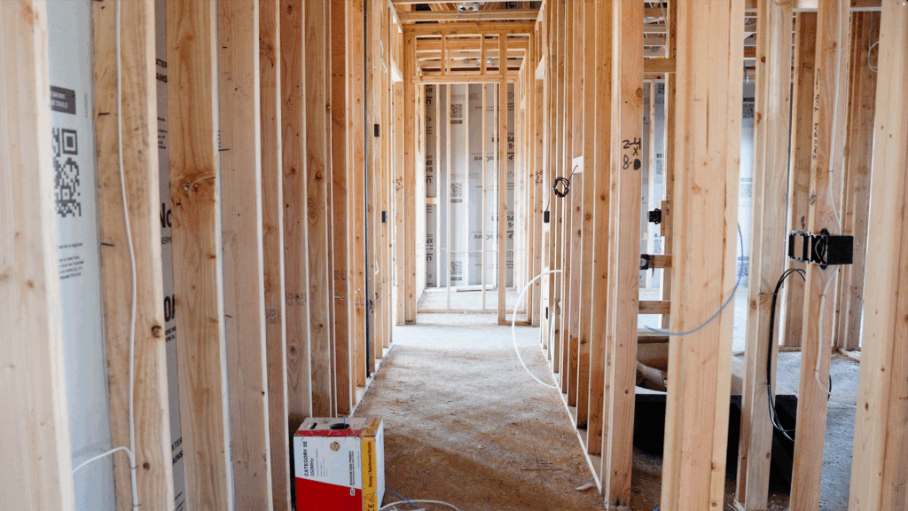 Electrical wiring installation during framing stage of a new construction dream home in West Richland WA by Tadeo Electric LLC.
